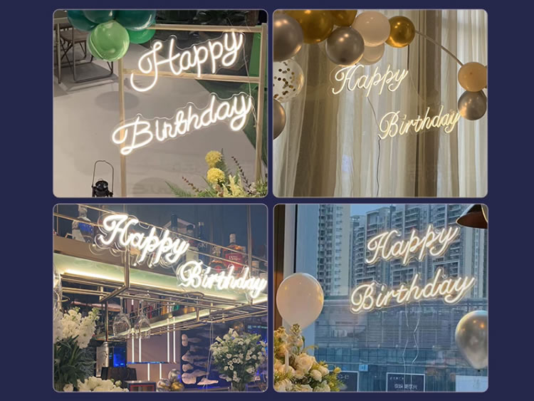 Happybirthday发光字母灯牌led灯白光110CM(插电配电源适配器)-图三
